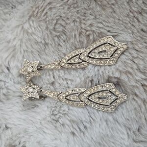 Vintage silver star clip on earrings